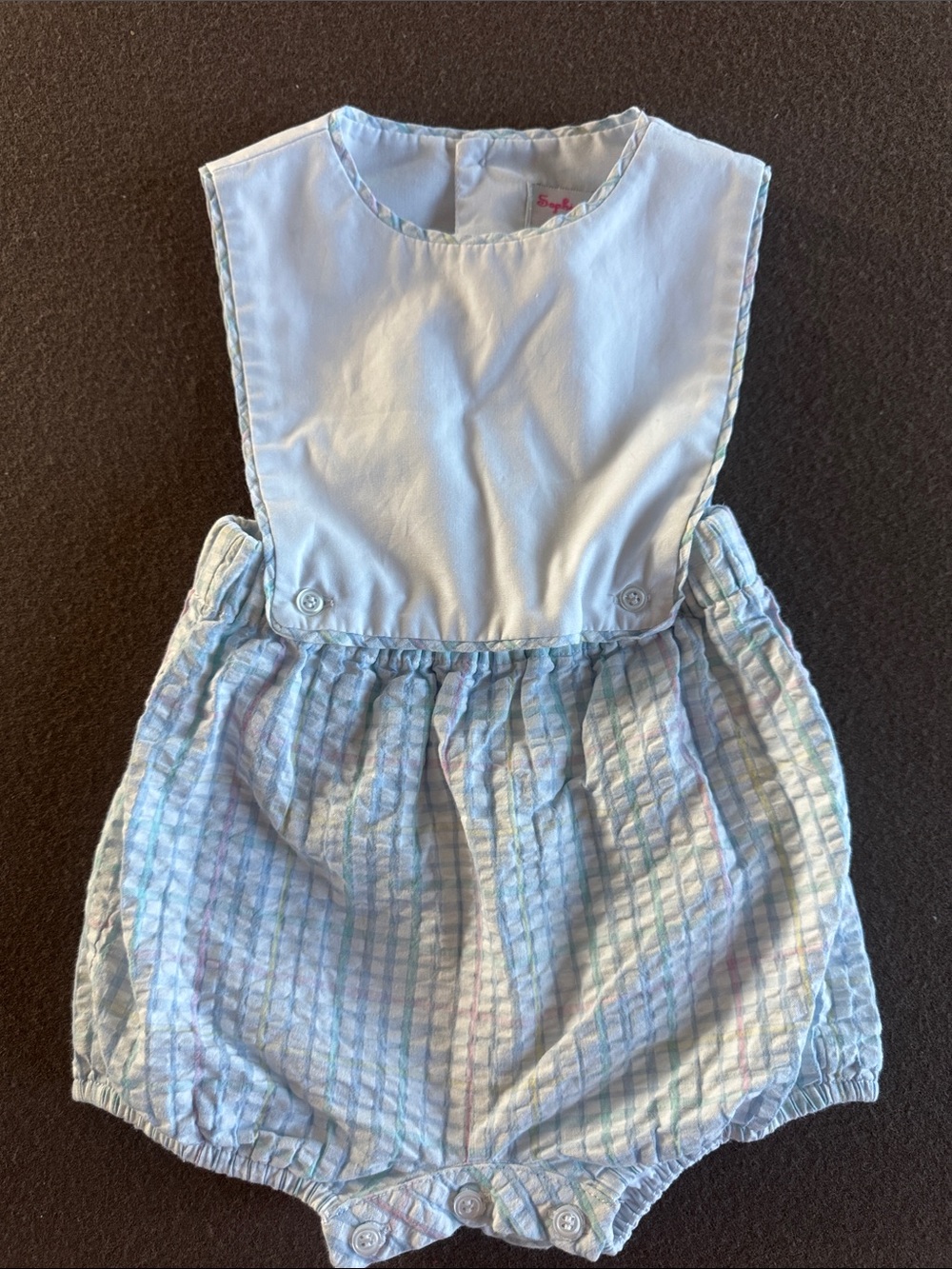 Light Blue Seersucker Diaper Cover Romper - Classic Baby Style